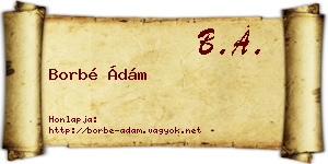 Borbé Ádám névjegykártya